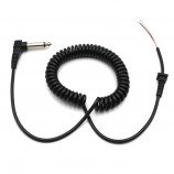 Male to Open 90 Degree Spring Spiral Right Angel Audio Cable 6.35mm  Stereo Jack Power Cables